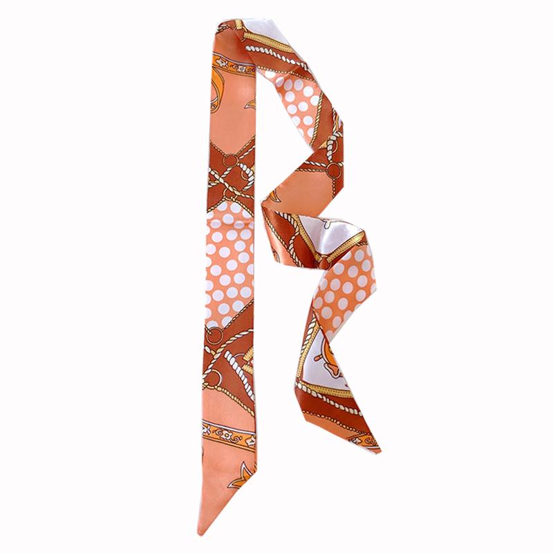 4cm* 95cm Woman Thin Imitation Silk Scarf Long Hair Strip Headband Neckerchief Fashion Bag Handle Ribbon Scarf Female Tie