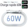 3 Câble USB-C vers USB-C Charge Rapide 60W pour Samsung Galaxy S25, S25 Plus, S25 Ultra, S24, S23, S22, S21 - 1 Mètre Blanc