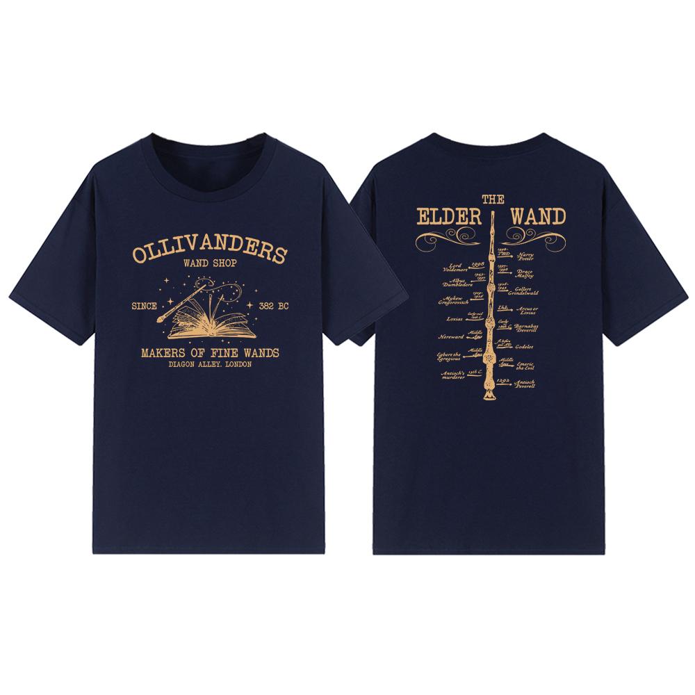 Ollivanders Wand Shop Trička Wizard Book Shop Trička Magic Wand Trička Krátký rukáv Vintage Unisex Grafická trička HP Fan Gift