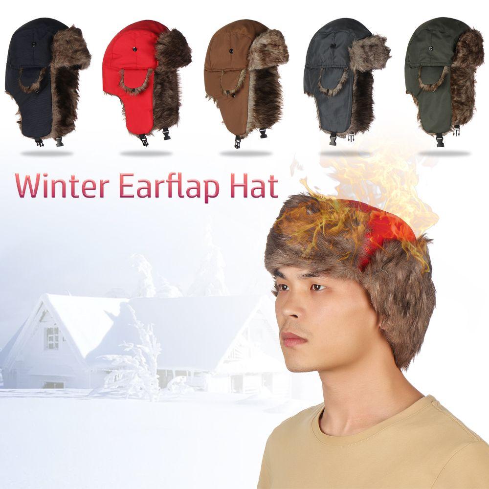 Outdoors Trapper Fur Winter Cap Russian Ushanka Ski Hat Winter Hats