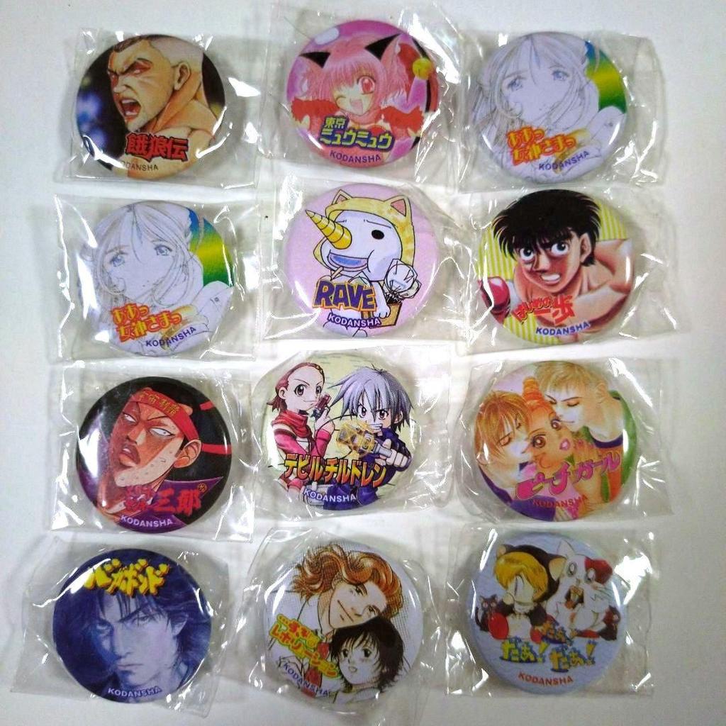 [USED] Novelty Can Badges: Ah! My Goddess, Vagabond, Tokyo Mew Mew, and Hajime No Ippo