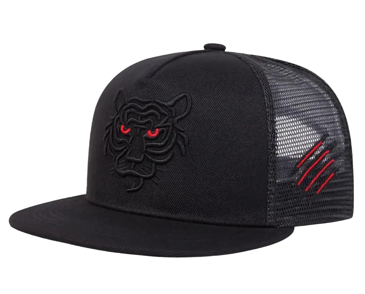 

Sproutsy Men s Mesh Trucker Cap with Tiger Design (Black)