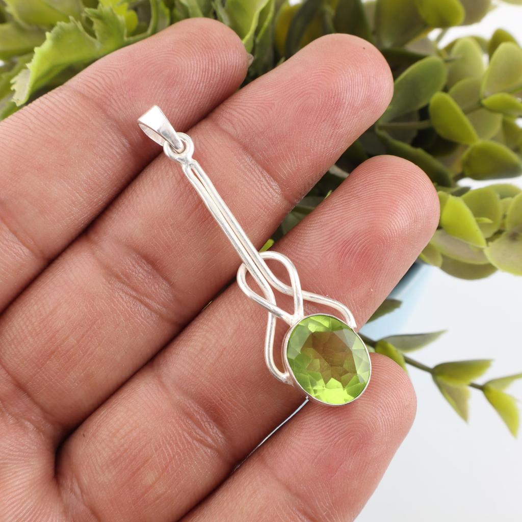 Peridot Jewelry, 925 Solid Sterling Silver Pendant, Handmade Gemstone Jewelry Pendant For Thanksgiving Gift