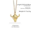 Collana con Ciondolo Teschio di Toro Bicolore Anticato - Stile Western Retrò, Oro e Argento, Catena per Clavicola da Donna