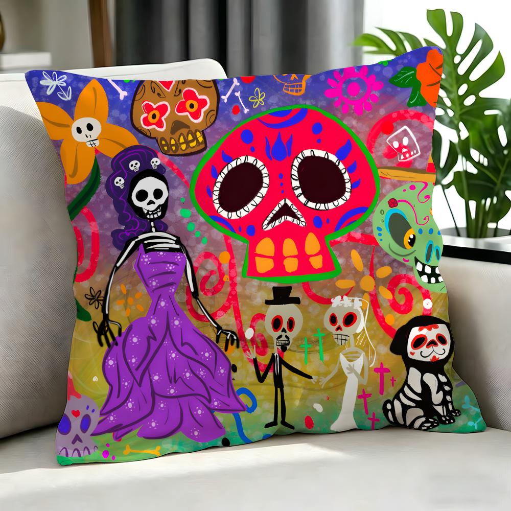 Art DDia De Muertos design arting Cushion Cover Cushion Cover Set Pcs x x x Pillowcase Decorative Sofa Home Decor