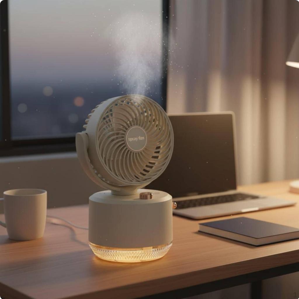 Portable Misting Fan Oscillating Head Desktop for Outdoor, Dorm Room