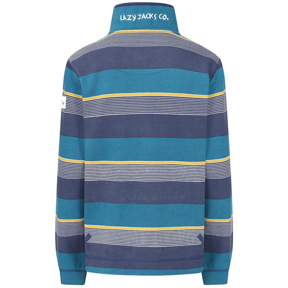 Lazy Jacks Womens/Ladies Contrast Striped Pique Button Neck Sweatshirt