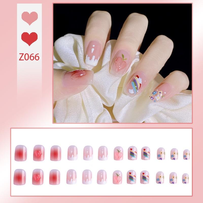 Press On Acrylic Fake Nails Set with Glue High Quality Handmade Nail Extension French Tips Woman False Short Nails Press Ons