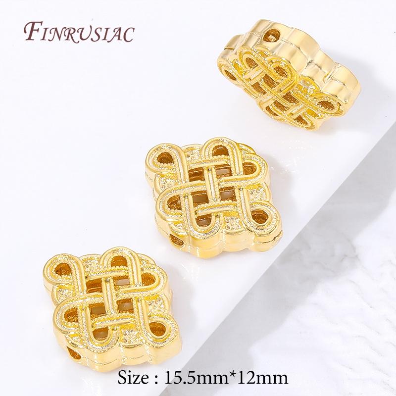 18K Gold Plated Chinese Knot Spacer Beads For Jewelry Making,Wholesale DIY Bracelet Necklace Accessories,Lucky Knot Charms 1 pcs