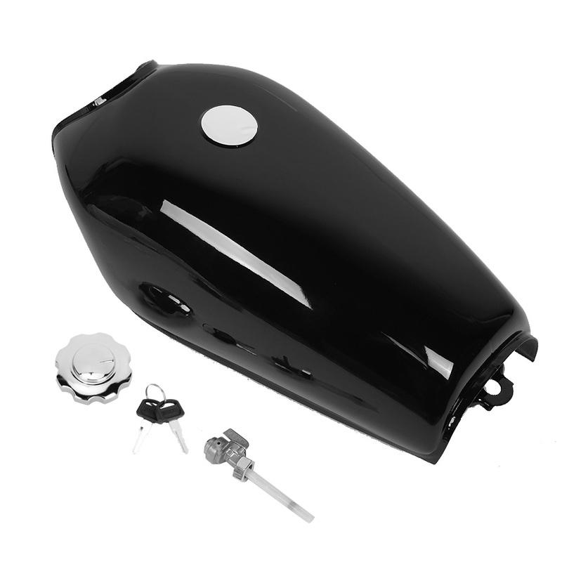 Fuel Motorcycle Universal Bright Black Retro Fuel Gas with Cover Switch Fit for CG125 Fuel Tank with Cap Switch Gas Tank