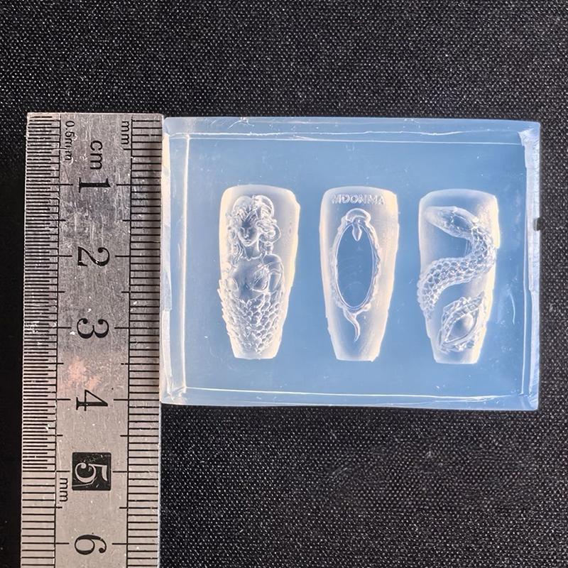 1 Pcs 3D Snake Girl Nail Silicone Carving Mold Snake Diy Nail Decoration Art Nail Beauty Charm Silicone Nail Mold Nails Products