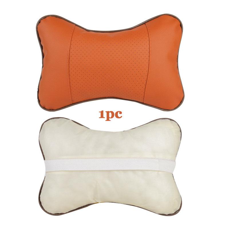 1PC Car Neck Pillow Both Side PU Leather Headrest for Head Pain Relief Fiber Filled Universal Car Pillow