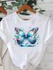 (Asian Size) Butterfly Trend 90s T Shirt Tee Top Clothing Fashion Women Casual Printed Lady Female Graphic  Short Sleeve T-shirts