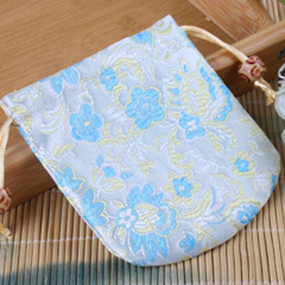 Floral Embroidery Flower Drawstring Bag Jewelry Packing Bag Festive Sugar Bag Party