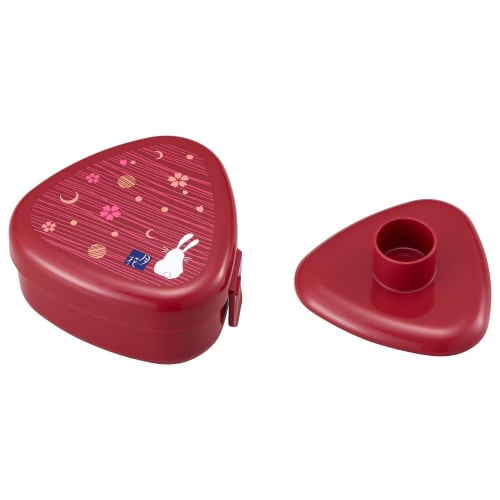 OSK Onigirazu Rice Ball Case (Red), 290ml, with Pressing Mold, Microwave Safe, Antibacterial, Cute, Stylish, Biomass-Based, Eco-Friendly, Perfect for