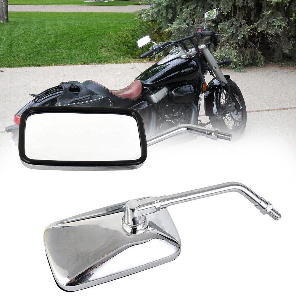 Pair Universal Rectangle Motorcycle Rearview Mirrors 10mm Chrome retrovisor moto mirror moto For Honda Motorbike Scooter E-Bike