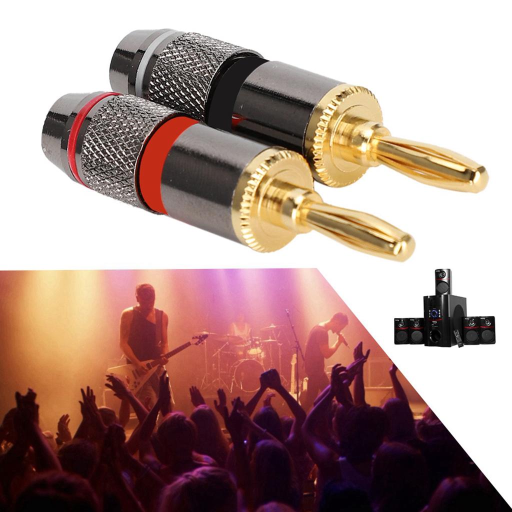 24K Gold plated Pure Copper Banana Head Plug Audio Speaker Cable Connector