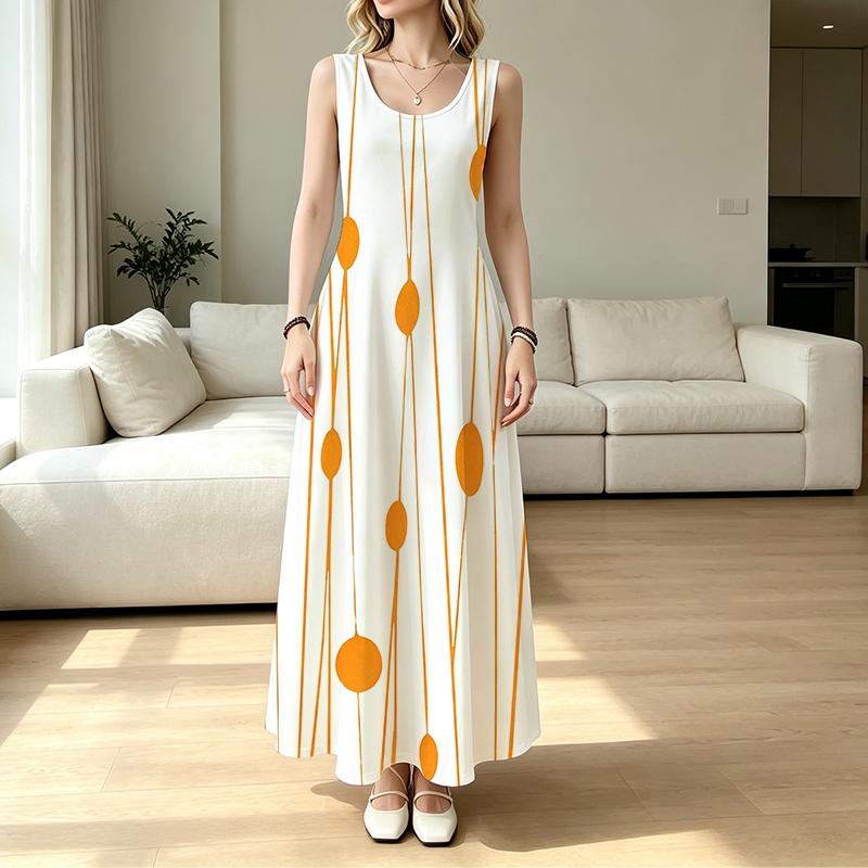 Sleeveless Maxi Dress,Summer Flowy Slip Dress Loose Fit Lightweight Material,Minimalist Vacation Style,Ideal for Beach,Daily Commute & Summer Outings