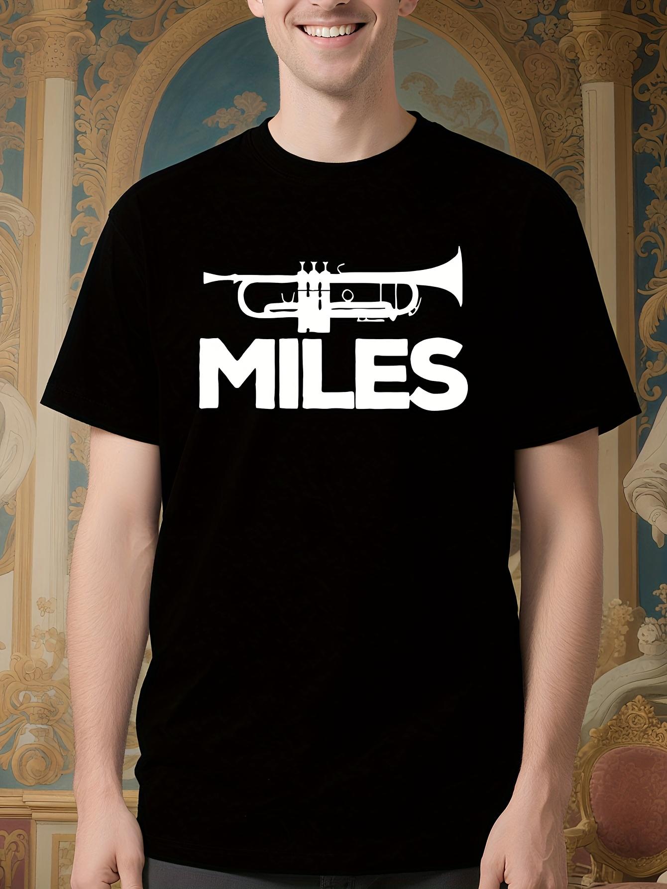 Miles Davis Trumpet Logo Tshirt - Black with White Graphi... S