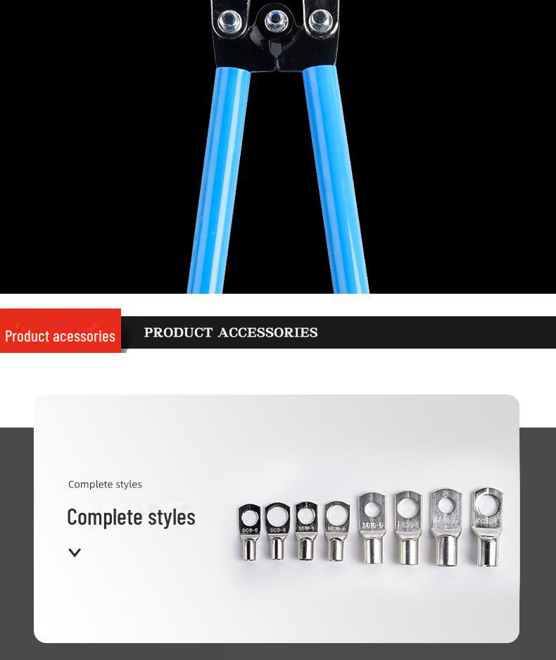 Large Copper & Aluminum Crimping Pliers Set with HX-50B Cable Cutter and Wire Stripper.