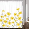 Floral Daisy Shower Curtain For Bathroom Bathtub Waterproof Plant Aesthetic Bathroom Curtain With Hooks Botanical Bath Curtain