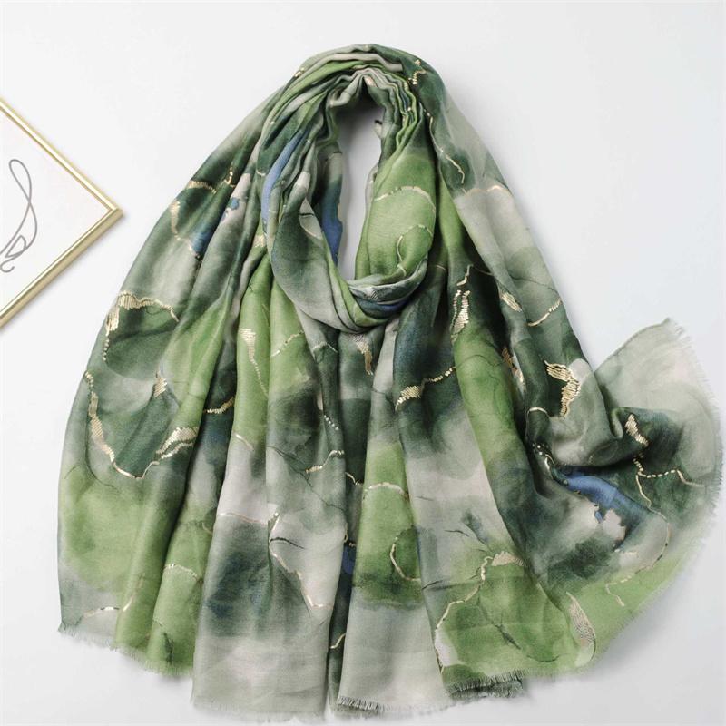 Winter Lurex Glitter Abstract Drawing Fringe Viscose Shawl Scarf High Quality Wrap Pashmina Stole Bufandas Muslim Hijab 180*90Cm