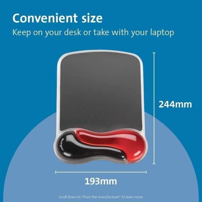 Kensington, Mouse Pad with Wrist Rest, Gel Duo, Black and Red