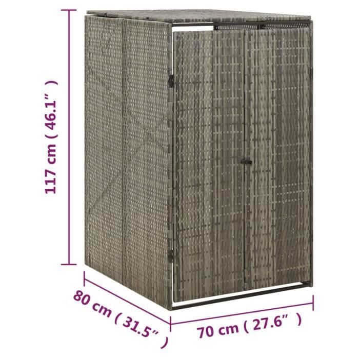 VidaXL Abri pour poubelle Gris 70x80x117 cm Résine tressée 319864