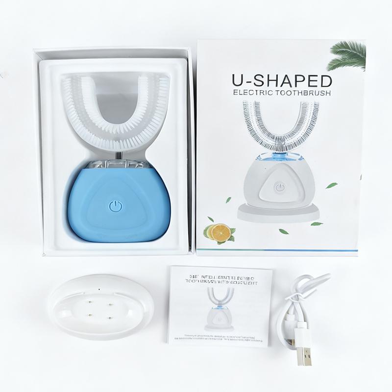 

USB rechargeable electric toothbrush, silicone oral 360-degree automatic children s toothbrush, U-shaped toothbrush синій