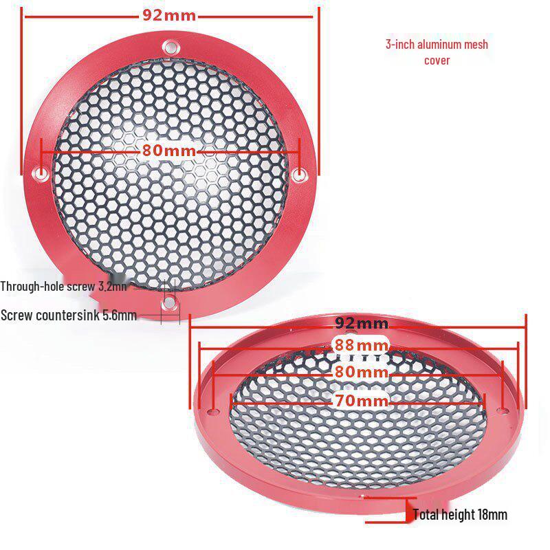 1.5-6.5 inch Car Speaker Aluminum Mesh Cover - A-pillar Protective Decorative Frame