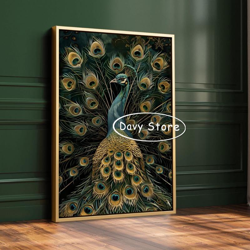 Vintage Peacock Posters and Prints Canvas Painting Bird Maximalist Animal Wall Art Picture for Farmhouse Room Home Decor