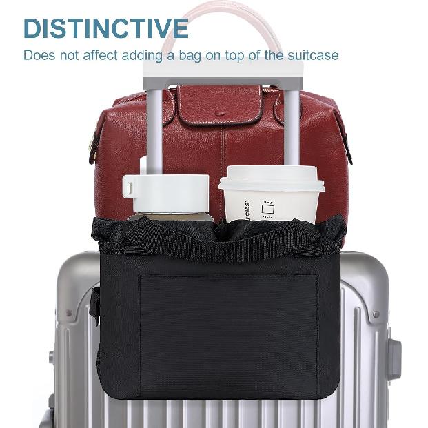 Multifunctional Luggage Travel Cup Holder For Suitcases Free Hand Drink Caddy Fits Suitcase Handles, Also, As An Automotive And Stroller Cup Holder,
