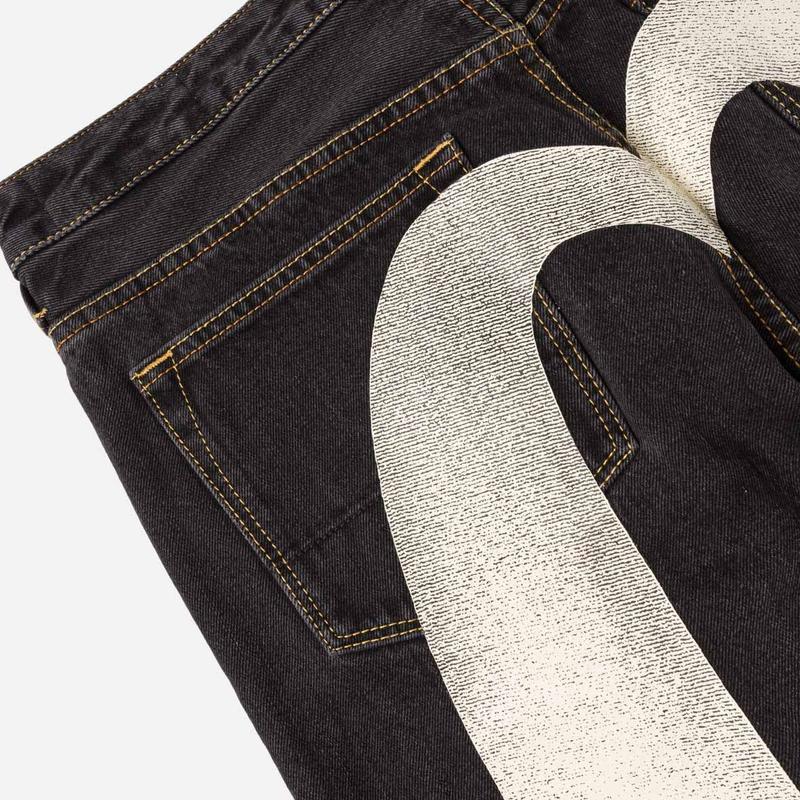 Evisu Jeans Men's Denim Black Moderate Straight Fit Pants 2EAHTM3JE119500DN