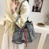 Large Capacity Shoulder Bag Fashion Ruffles Design Casual Lotus Leaf Plaid Shoulder Bag  Simple Commute Shopping Bag