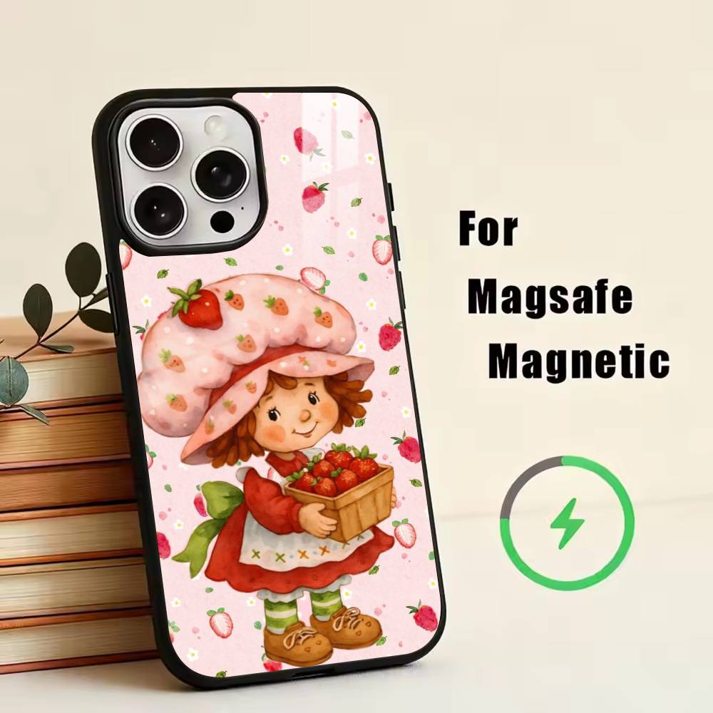 

Strawberry S-Shortcake-Girl Pink Phone Case For iPhone17,16,15,14,13,12,11 Plus,Pro Magnetic For Magsafe Wireless Charging iPhone16