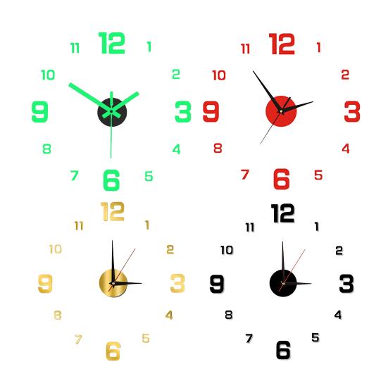 Luminous Arabic Numerals Clock Modern Design Battery Powered Silent Decorative 3D DIY Wall Clock for Living Room