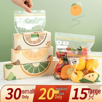 Food-Grade Ziplock Storage Bags for Refrigerator & Freezer, Self-Sealing for Freshness