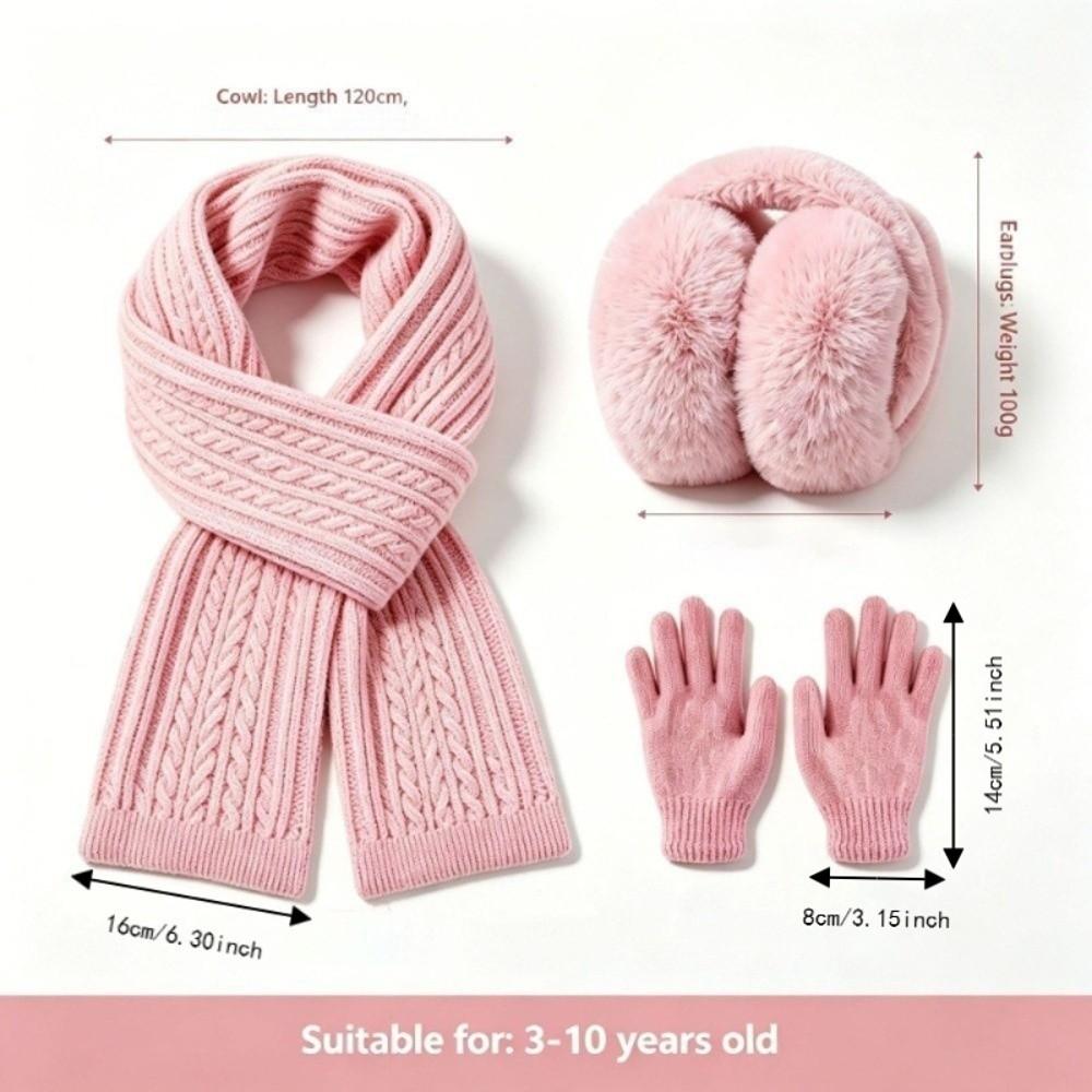 Windproof Kids Earmuffs Scarf Set Cold-proof Knit Scarf Gloves Set Winter Accessories Set  Winter