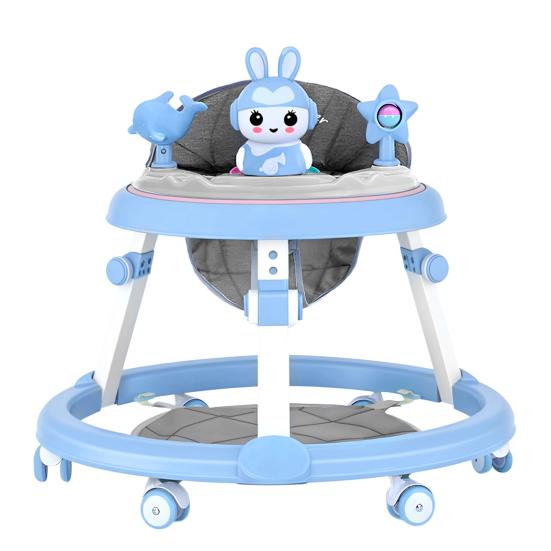 Foldable Baby Walker with Mute Wheels 7 Levels Height Adjustment Children Activity Walker Anti-Rollover Prevent Genu Varum Activity Center