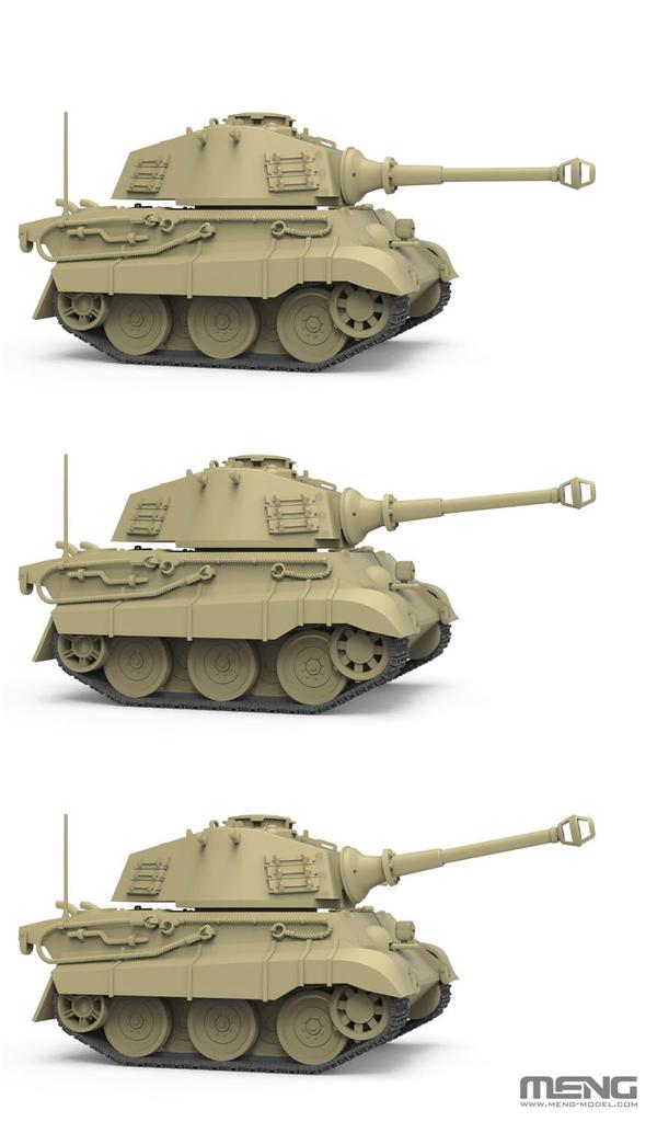 Meng-Model World War Toon Series German Heavy Tank King Tiger with Henschel Turret, Pre-Colored Plastic Model Kit MWWT021 (Tank)