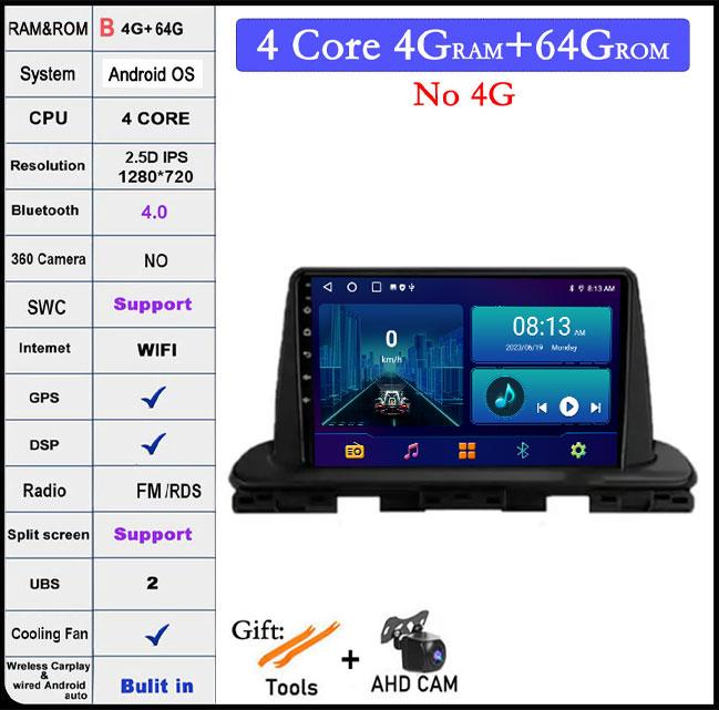 Touch Screen For Kia Cerato 4 IV 2018 - 2021 DSP Car Video Player Radio Multimedia GPS Navigation Bluetooth Wifi+4G