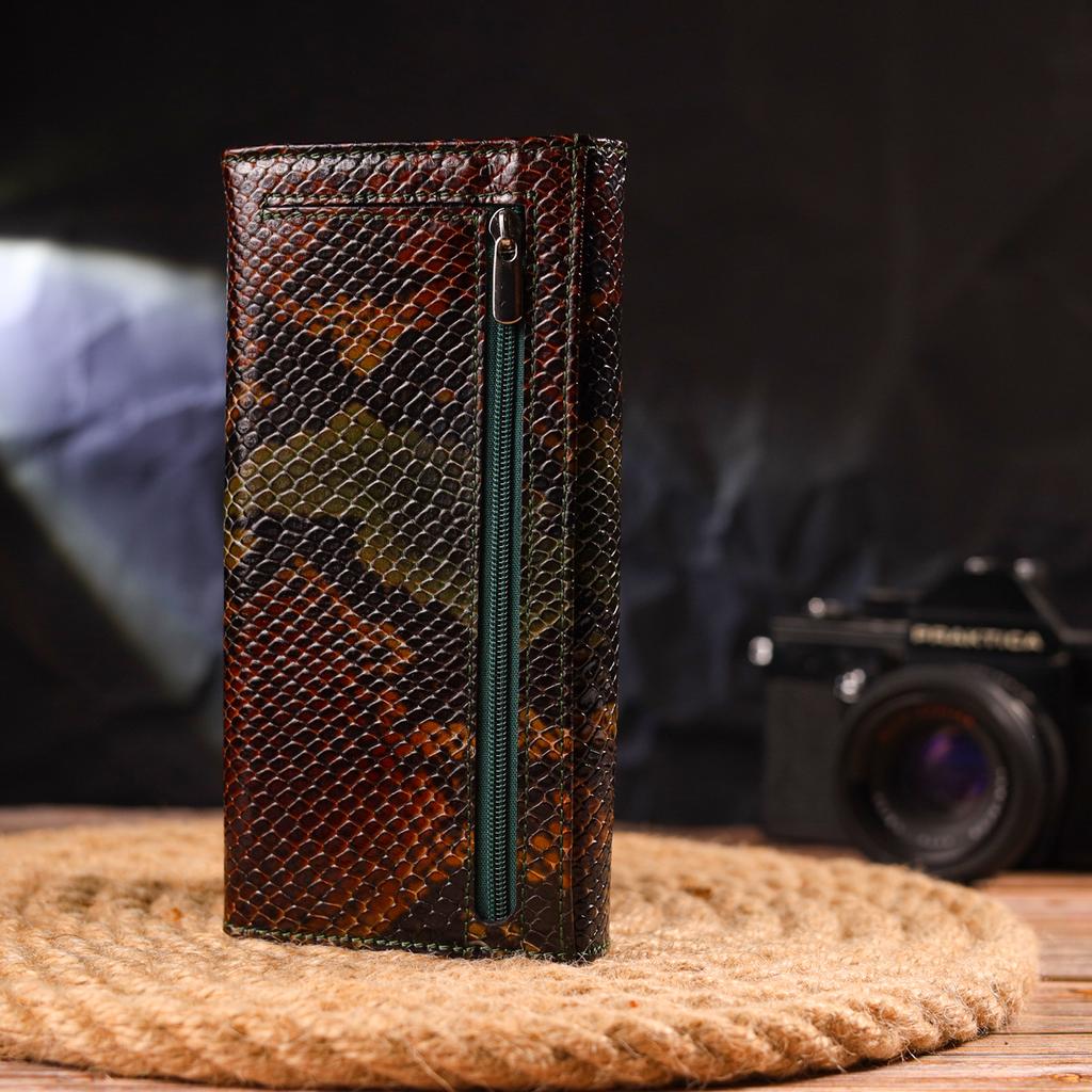 Women's Horizontal Wallet Made of Genuine Leather with Snake Embossing CANPELLINI Wallet 21648 Multicolour