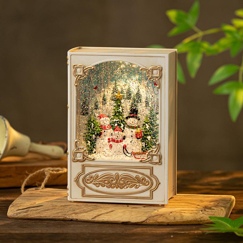 

Christmas wind lantern gift book night light old man music box decoration music box snow crystal ball