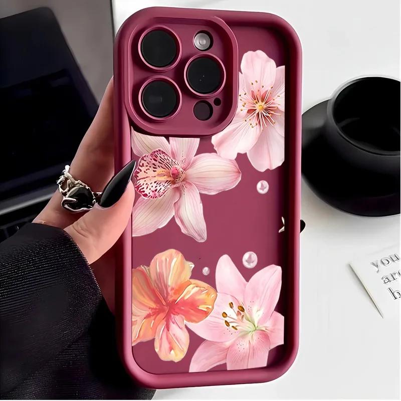 Lily Flower Case For Samsung Galaxy S21 S22 Ultra S21 Plus S20 FE A31 A51 A71 A53 A33 A73 A23 A50 A30 A70 A32 A72 A13 A04 A04E