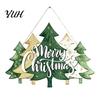 Christmas Front Entrance Sign Wooden Hanging Ornament, Multi-Layer Tree Wood Plaque Atmosphere Wall with Rope, Merry Festive Door Decor Shaped Signs