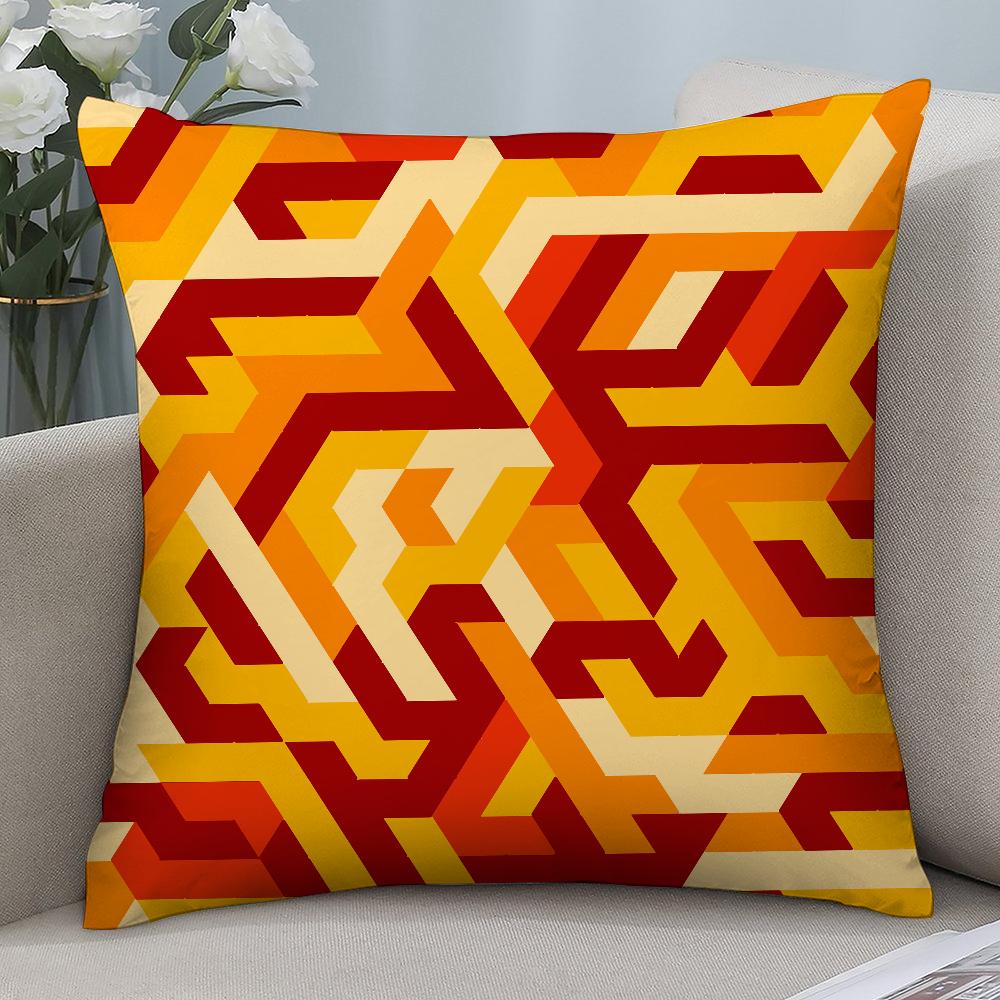 Orange Geometric Pillow Case 3D Print Polyester Fiber 40*40 cm Home Sofa Throw Pillow Cover Decoration Festival Gift