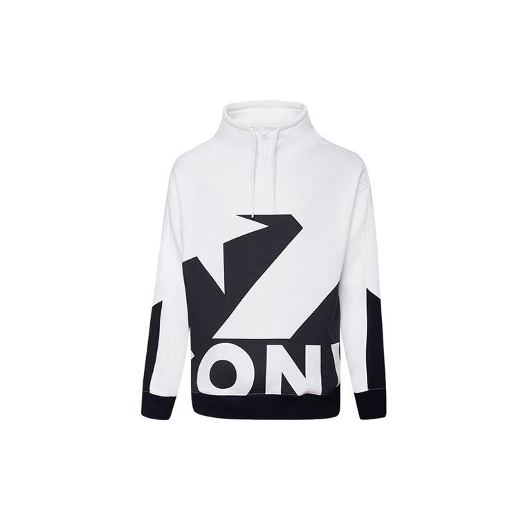 Men s Converse Contrasting Colors Logo Stand Collar Sports Pullover White 10019472-A01 M