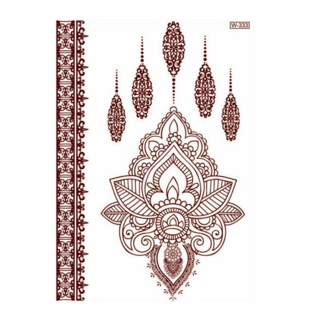 Lace Fake Tattoo Henna Tattoo Stickers Legs Arm Red Henna Tattoo Decals Temporary Tattoo  Girls