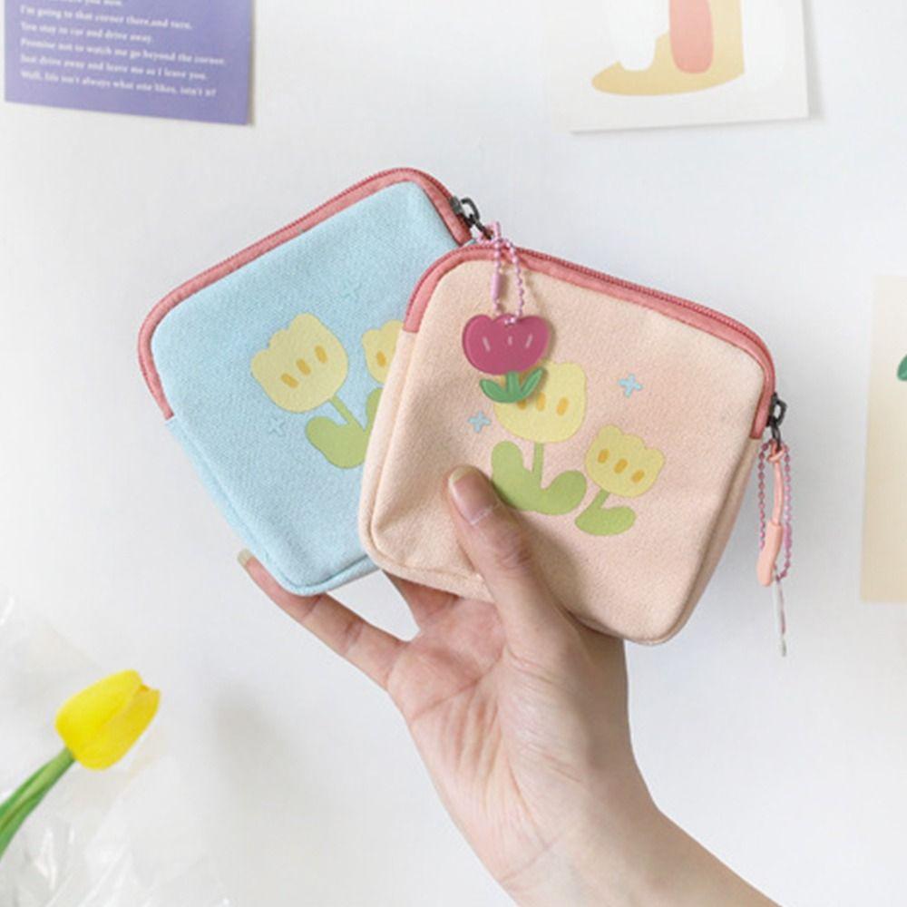 Napkin Storage Bag Coin Money Bags Women Change Storage Bag Lipstick Cosmetic Bag Tulip Coin Purse