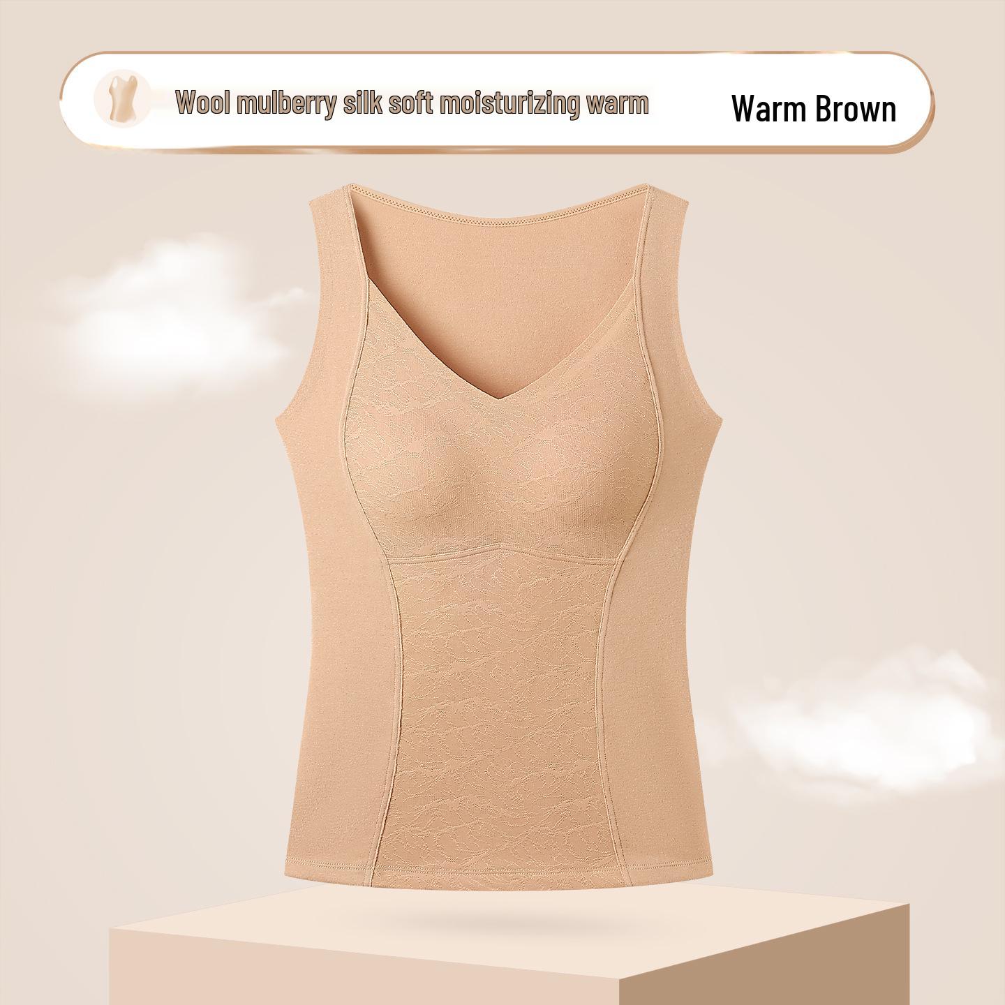 

Женский шерстяной эластичный согревающий жилет - Шелк тутового дерева, Облегающий, Легкий с нагрудными вкладышами для осени/зимы 3XL [Soft, Warm] for 145-160 jin